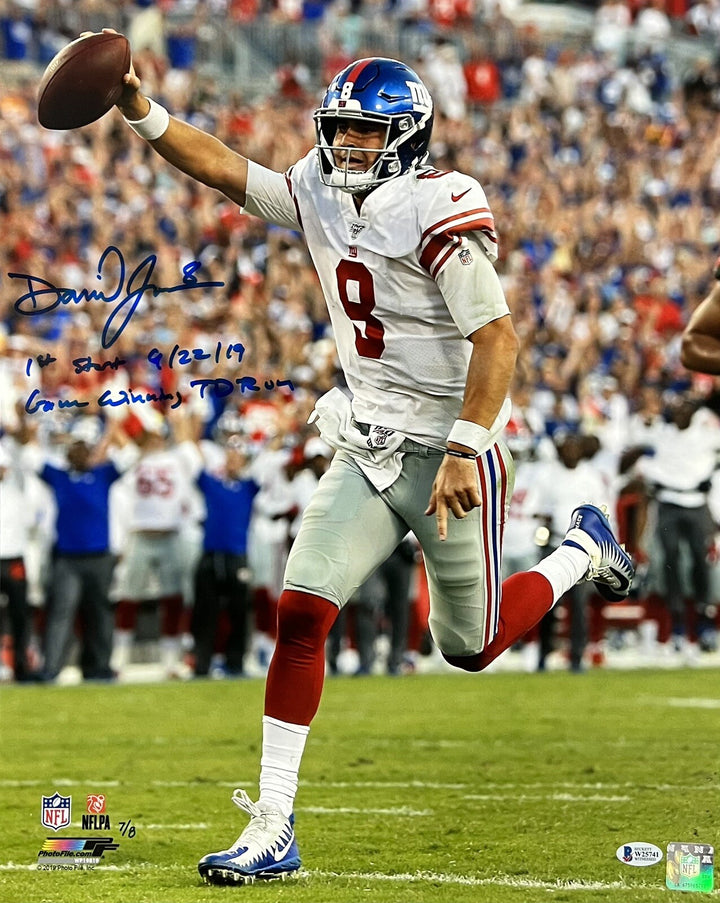 Daniel Jones signed 16x20 photo framed Rookie 1st GW Td Run Auto /8 Colts BAS