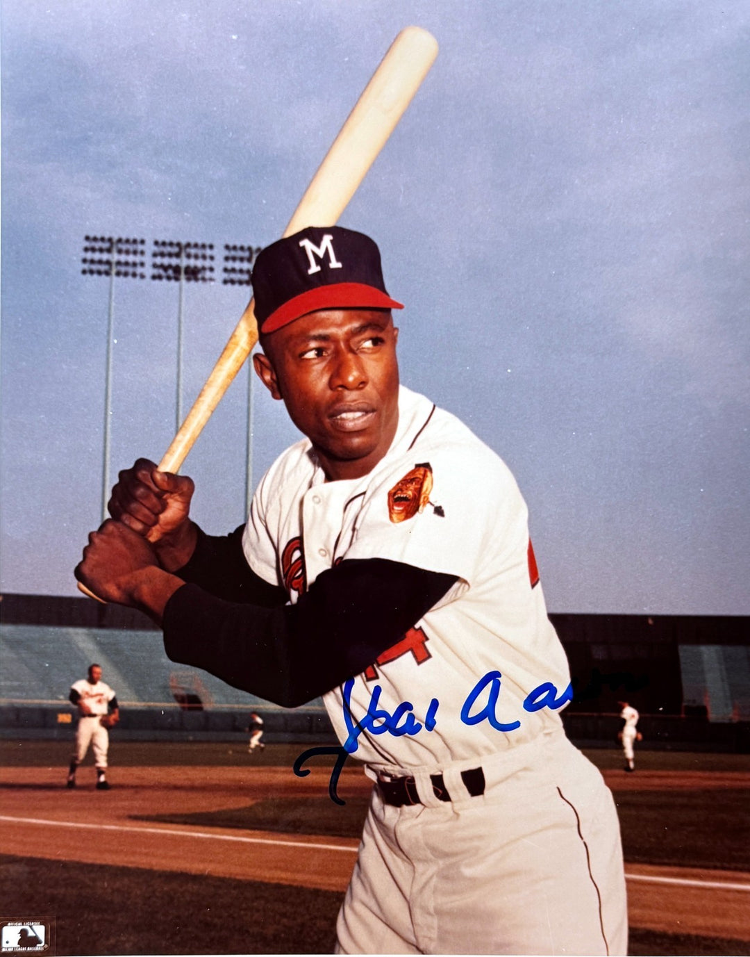 Hank Aaron signed Atlanta Braves MLB 8x10 Photo Minor Ding-Tuff Stuff COA/Ticket