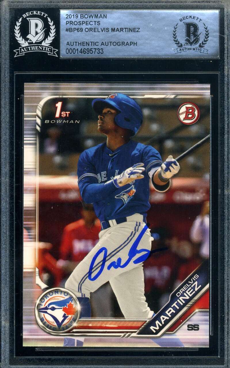 Orelvis Martinez Beckett Signed 2019 Bowman Prospects Rookie Autograph