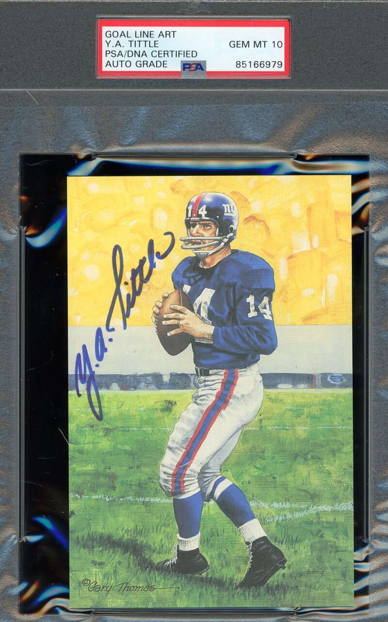 Y.A. Tittle Gem Mint 10 PSA DNA Signed Goal Line Art Card GLAC Autograph