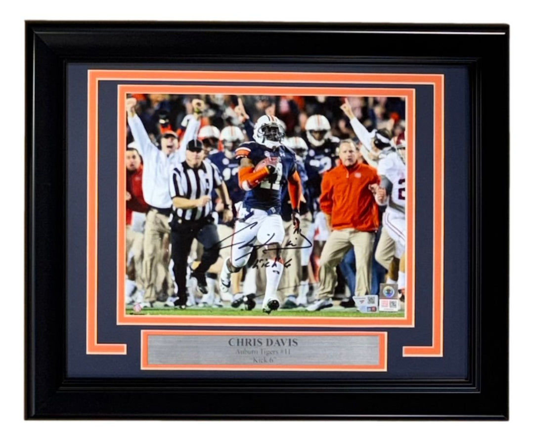 Chris Davis Signed Framed 8x10 Auburn Photo Kick 6 Inscribed Fanatics