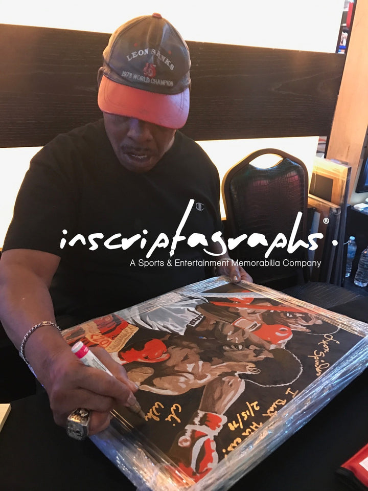 Leon Spinks Signed Original 1/1 Hand Painting COA Autograph Canvas Muhammad Ali