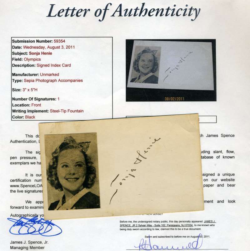 Sonja Henie Jsa Hand Signed Album Page Authentic Autograph