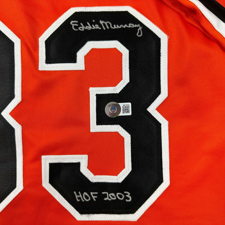 Autographed/Signed Eddie Murray Baltimore Orange Jersey Beckett BAS COA