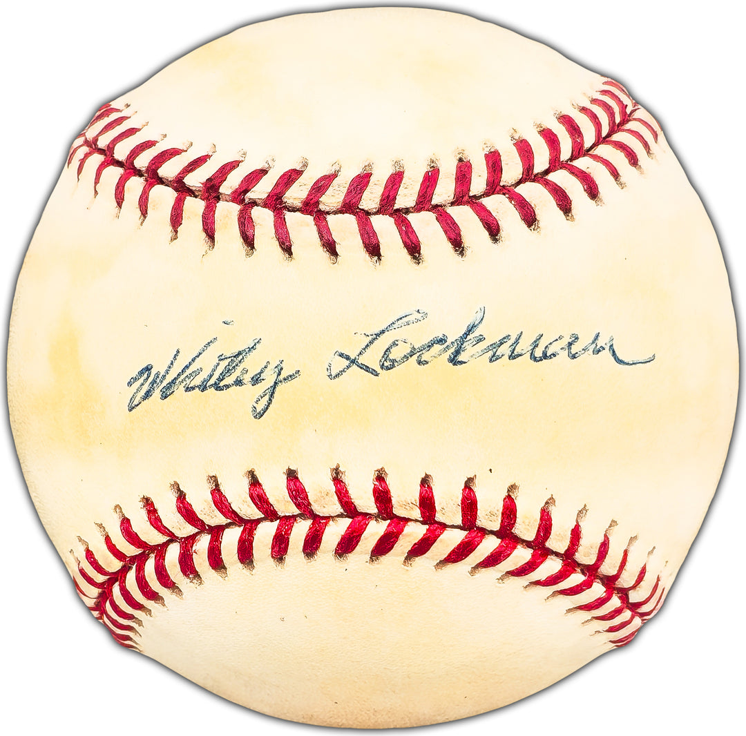 Whitey Lockman Autographed Official NL Baseball New York Giants Beckett #BK44404