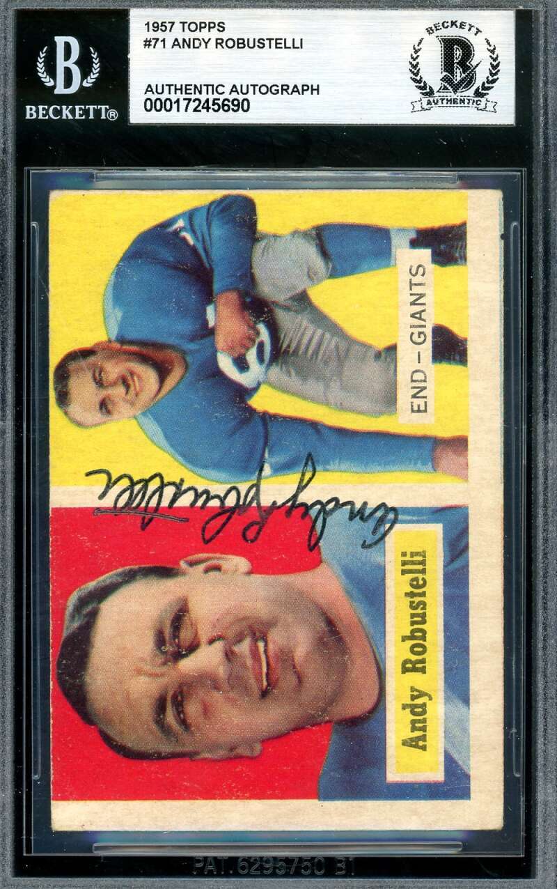 Andy Robustelli Beckett BAS Signed 1957 Topps Autograph