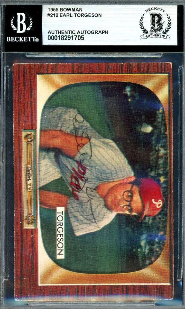 Earl Torgeson Beckett BAS Signed 1955 Bowman Autograph