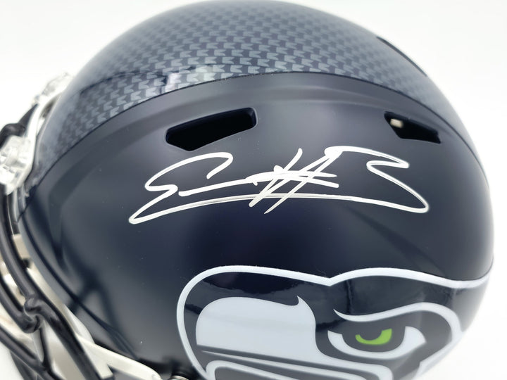 Nick Emmanwori Auto Seahawks Blue Full Size Replica Helmet - Sig Twice & Smudged