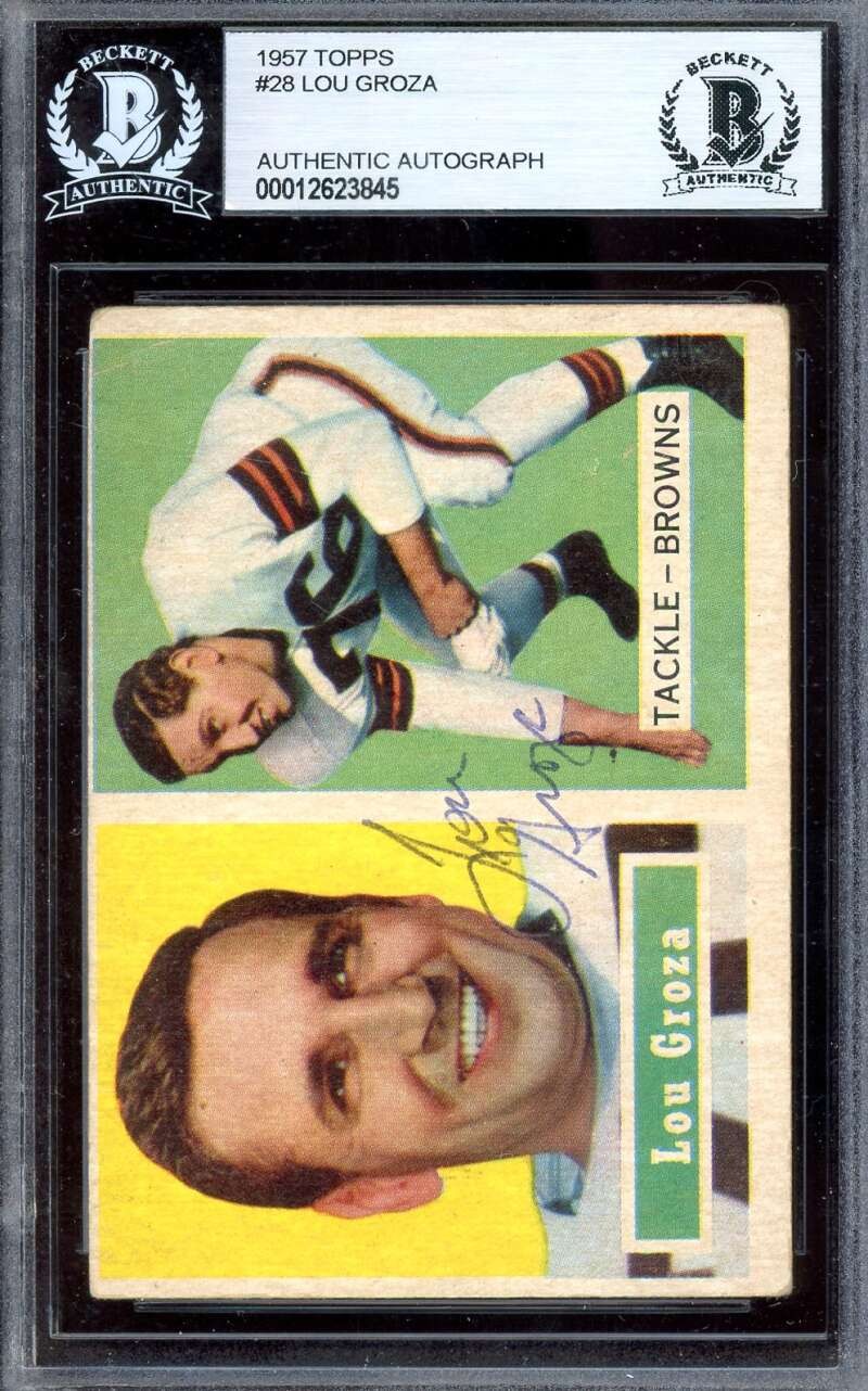 Lou Groza Beckett BAS Signed 1957 Topps Autograph