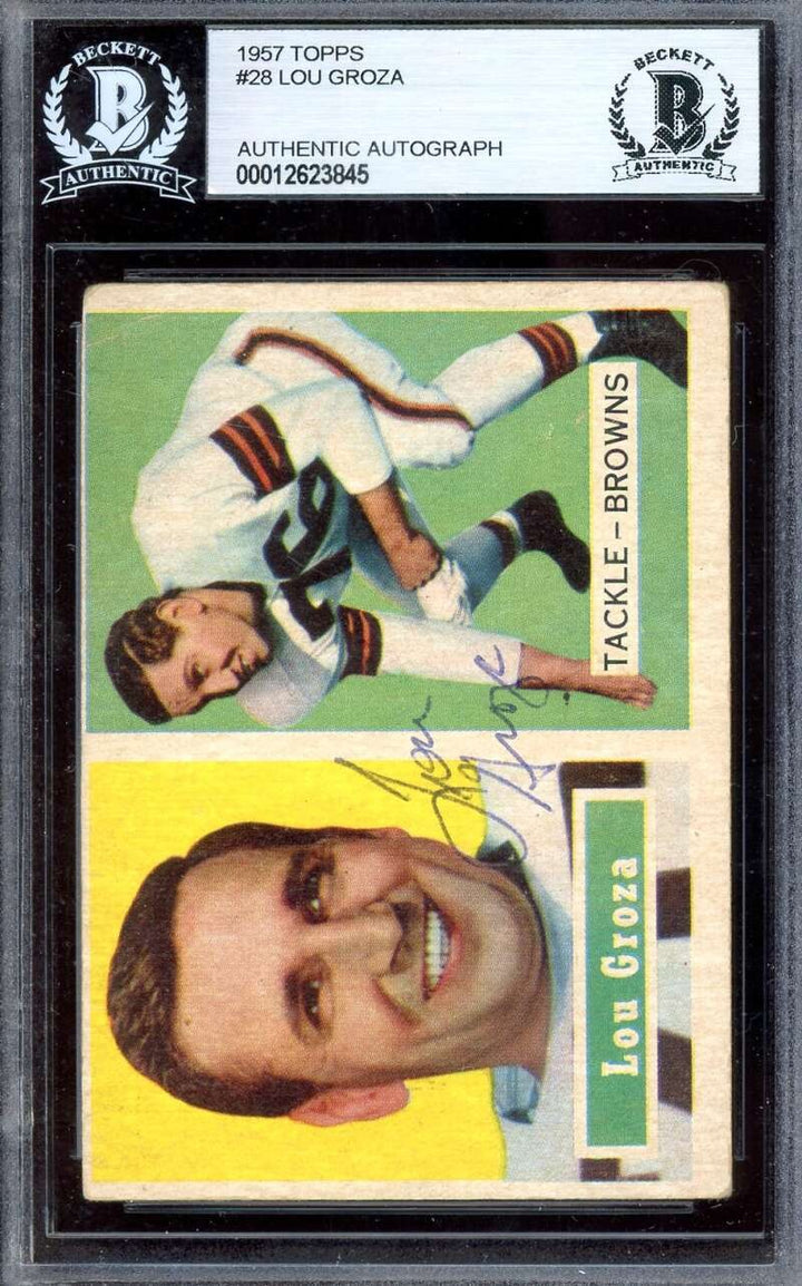 Lou Groza Beckett BAS Signed 1957 Topps Autograph