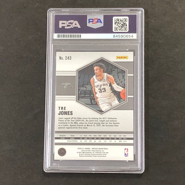 2020-21 Mosaic Basketball #243 Tre Jones Signed Card AUTO PSA/DNA Slabbed RC Spu