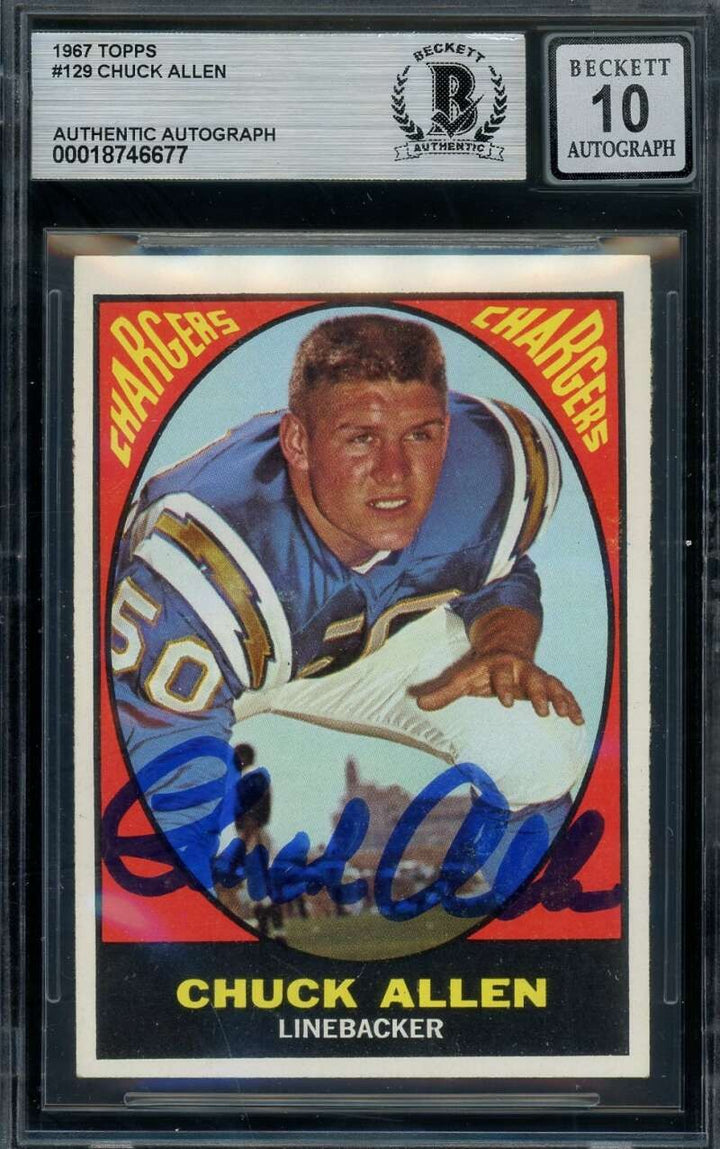 Chuck Allen Gem Mint 10 Beckett BAS Signed 1967 Topps Autograph