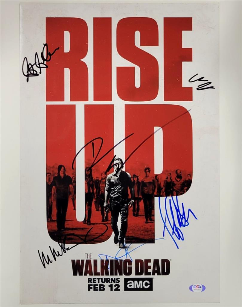 The Walking Dead Cast (6) signed 12x18 photo Reedus Riggs Morgan autograph ~ PSA