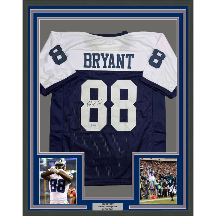 Framed Autographed/Signed Dez Bryant 35x39 Dallas TG Day Jersey Beckett COA