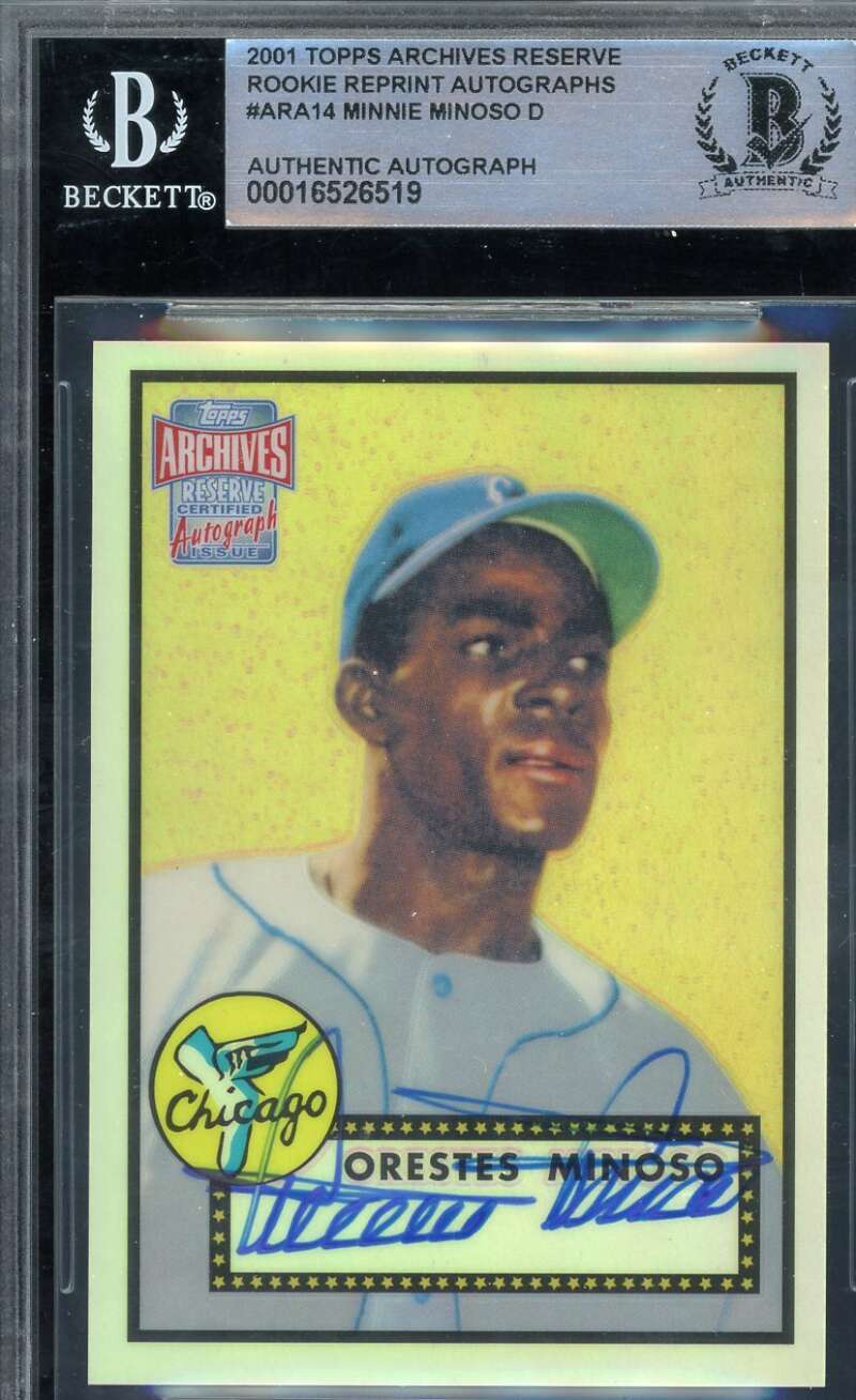 Minnie Minoso Beckett BAS Signed 2001 Topps Archives Reserve Rookie Autograph