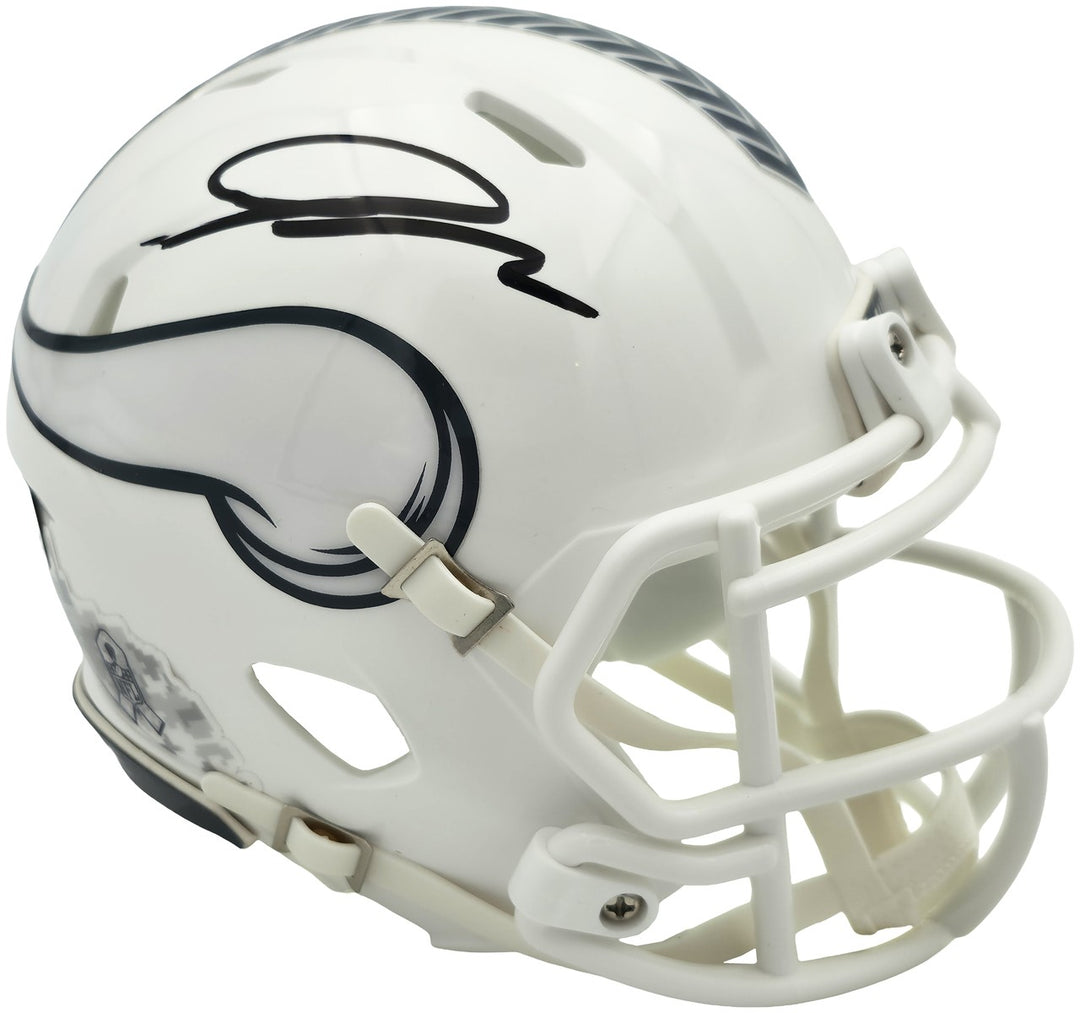 Jordan Addison Auto Vikings White 24 Salute To Service Speed Mini Helmet Beckett
