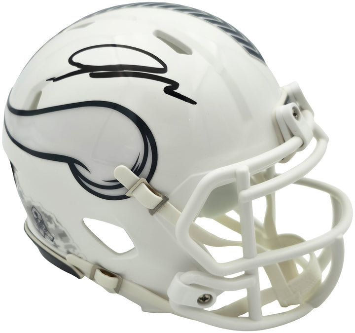 Jordan Addison Auto Vikings White 24 Salute To Service Speed Mini Helmet Beckett