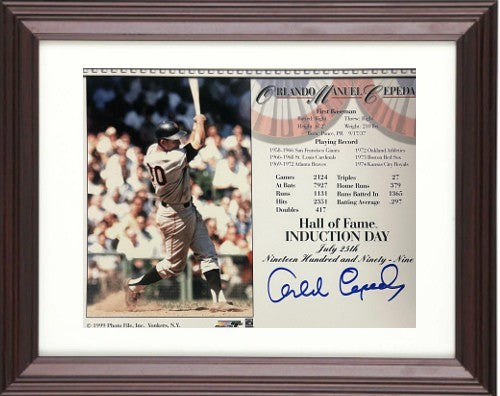 Orlando Cepeda signed MLB Hall of Fame Induction Day 8x10 Photo/Card Framed- COA