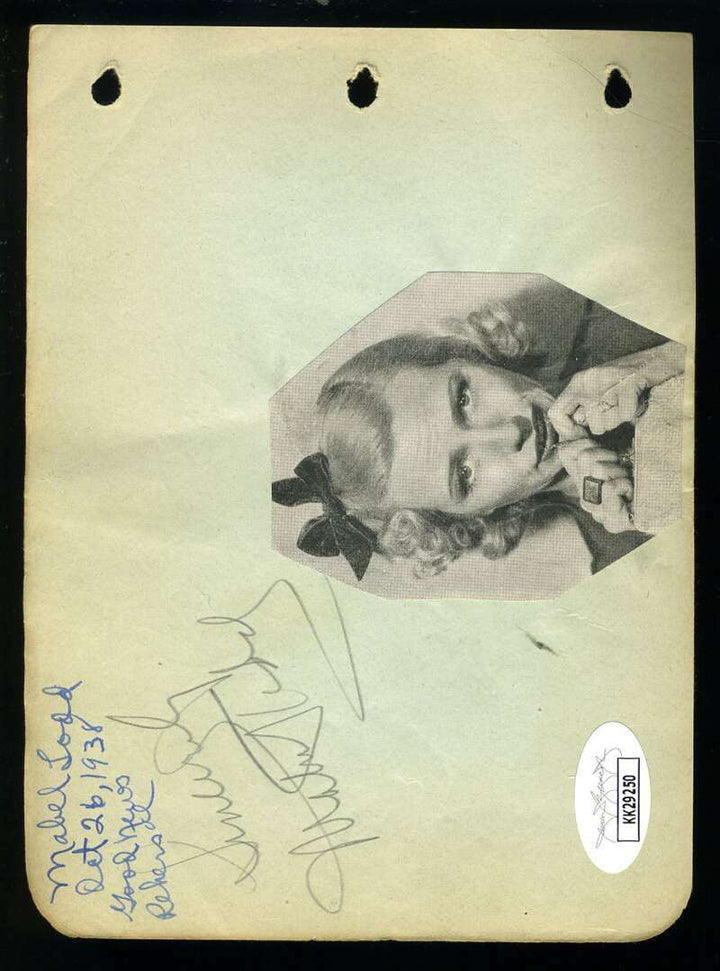 Johnny Weissmuller Mabel Todd JSA Coa Signed Album Page Autograph