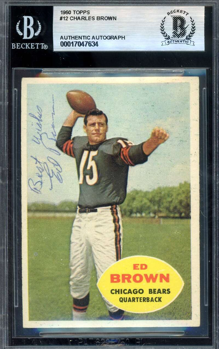 Ed Brown Beckett BAS Signed 1960 Topps Autograph