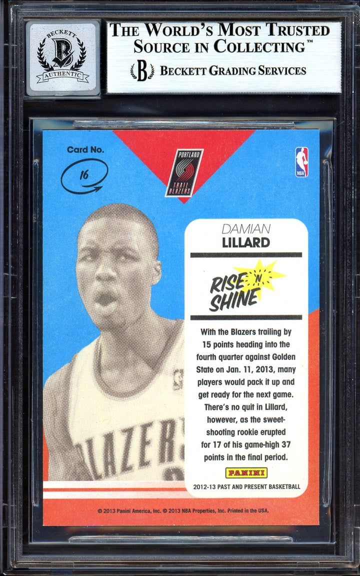 Damian Lillard Auto 2012-13 Panini Past Present Rise Shine RC 16 Sig 10 Beckett