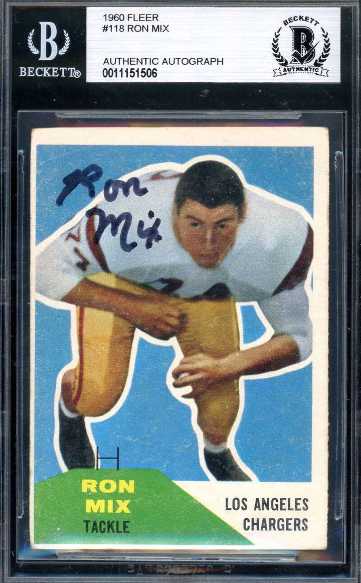 Ron Mix Beckett BAS Signed 1960 Fleer Rookie Autograph