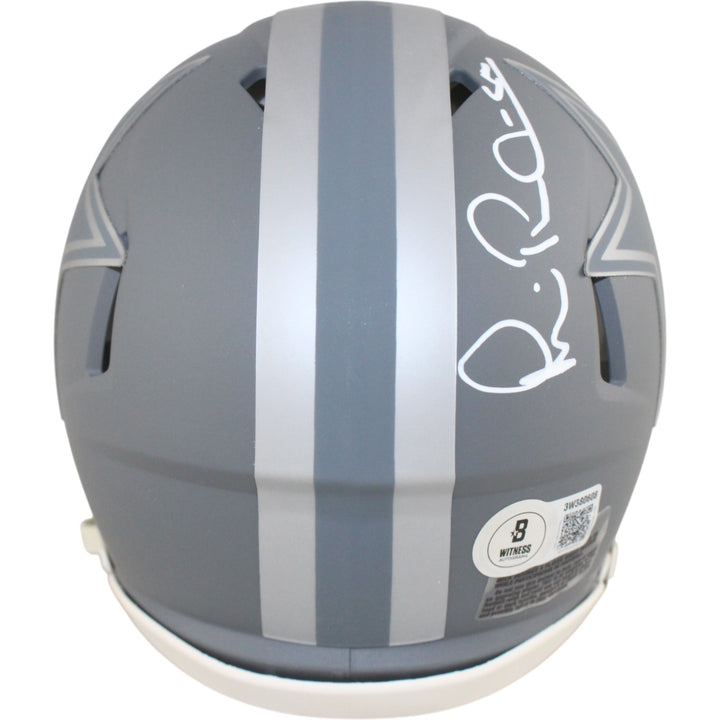 Michael Irvin Autographed Dallas Cowboys Slate Mini Helmet Beckett Witness 51764