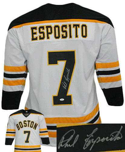 Phil Esposito signed Boston White TB Custom Stitched Pro Hockey Jersey XL- JSA