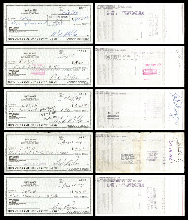 Max McGee Autographed Signed 2.75x6 Check Lot of 50 Green Bay Packers 174046