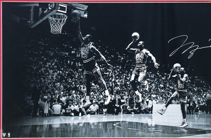 Michael Jordan Auto Framed 18x36 'We Have Lift Off' Photo Bulls #1/123 UDA Holo