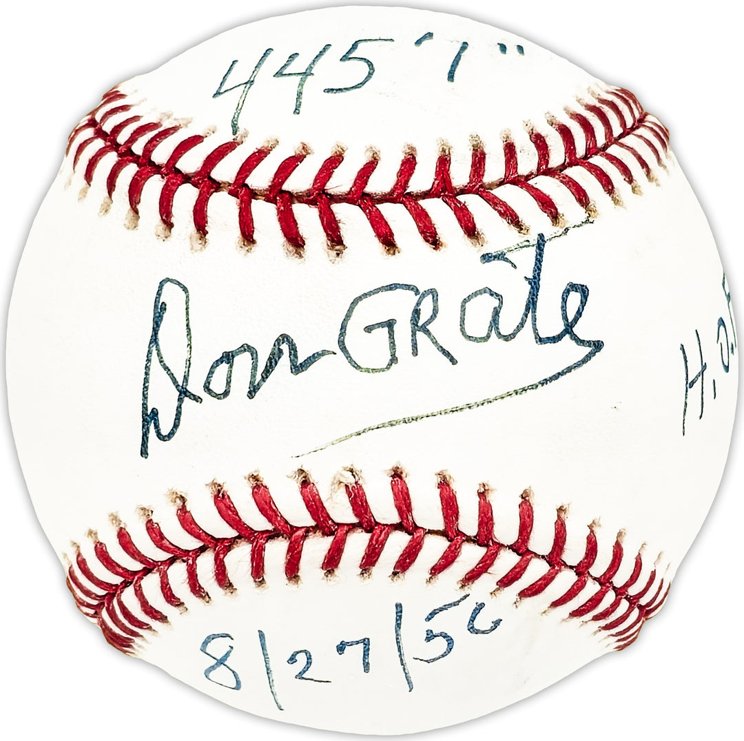 Don Grate Signed MLB Baseball Philadelphia Phillies 445'1" 8/27/56 HOF Beckett