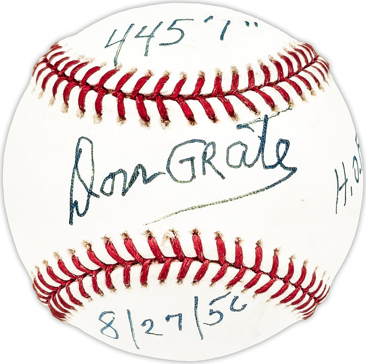 Don Grate Signed MLB Baseball Philadelphia Phillies 445'1" 8/27/56 HOF Beckett