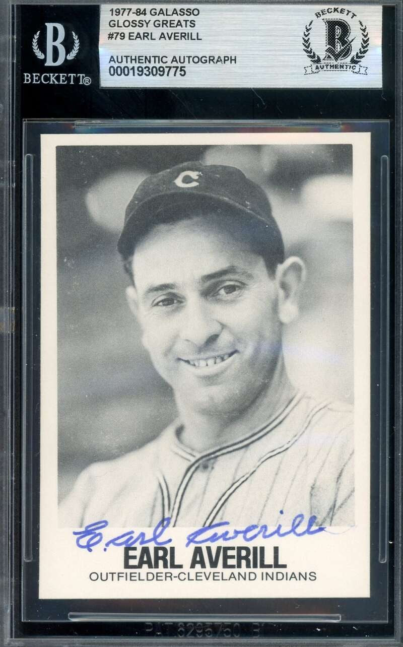 Earl Averill Beckett BAS Signed 1977-84 Galasso Glossy Greats Autograph