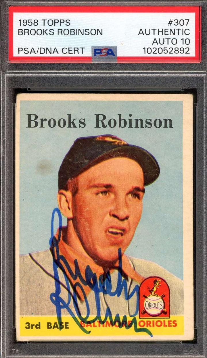 Brooks Robinson Gem Mint 10 PSA DNA Signed 1958 Topps Autograph