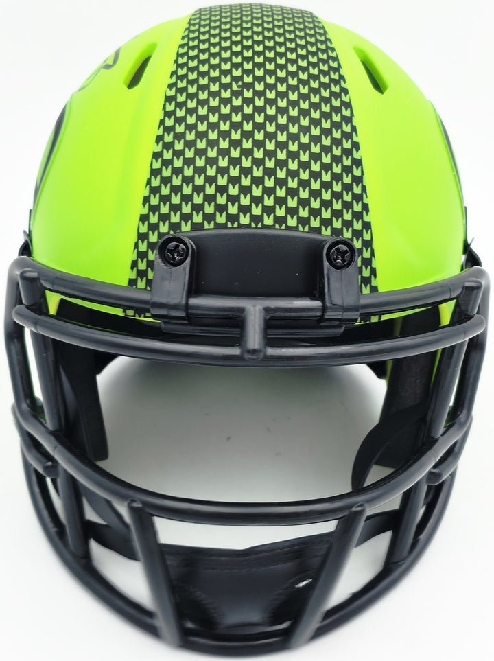 AJ Barner Signed Seattle Seahawks Rave Green Speed Mini Helmet Beckett Witness