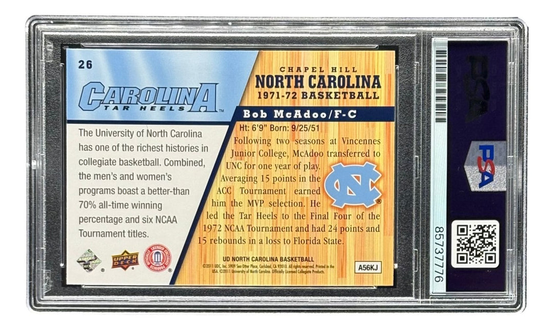 Bob McAdoo Signed 2011 Upper Deck #26 North Carolina Trading Card PSA/DNA