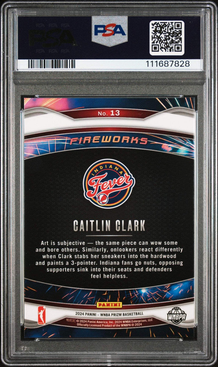 Graded 2024 Panini Prizm Caitlin Clark #13 Fireworks RC Basketball Card PSA 10