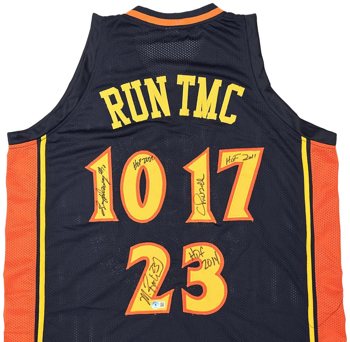 Warriors Chris Mullin Tim Hardaway Richmond Auto Blue Jersey Run TMC HOF Beckett
