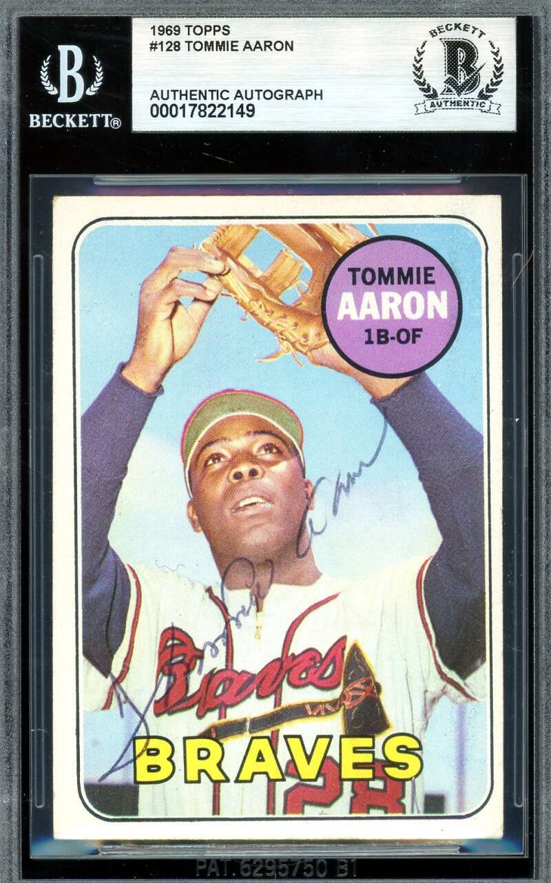 Tommie Aaron Beckett BAS Vintage Signed 1969 Topps Autographed