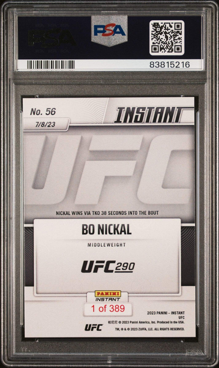 Graded 2023 Panini Instant UFC Bo Nickal #56 Rookie RC UFC MMA Card PSA 10 Gem