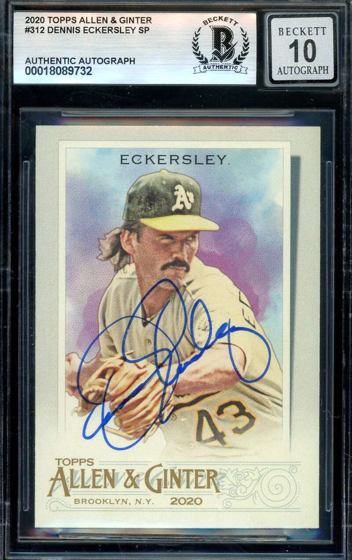 Dennis Eckersley Gem Mint 10 Beckett BAS Signed 2020 Topps Allen & Ginter Autogr