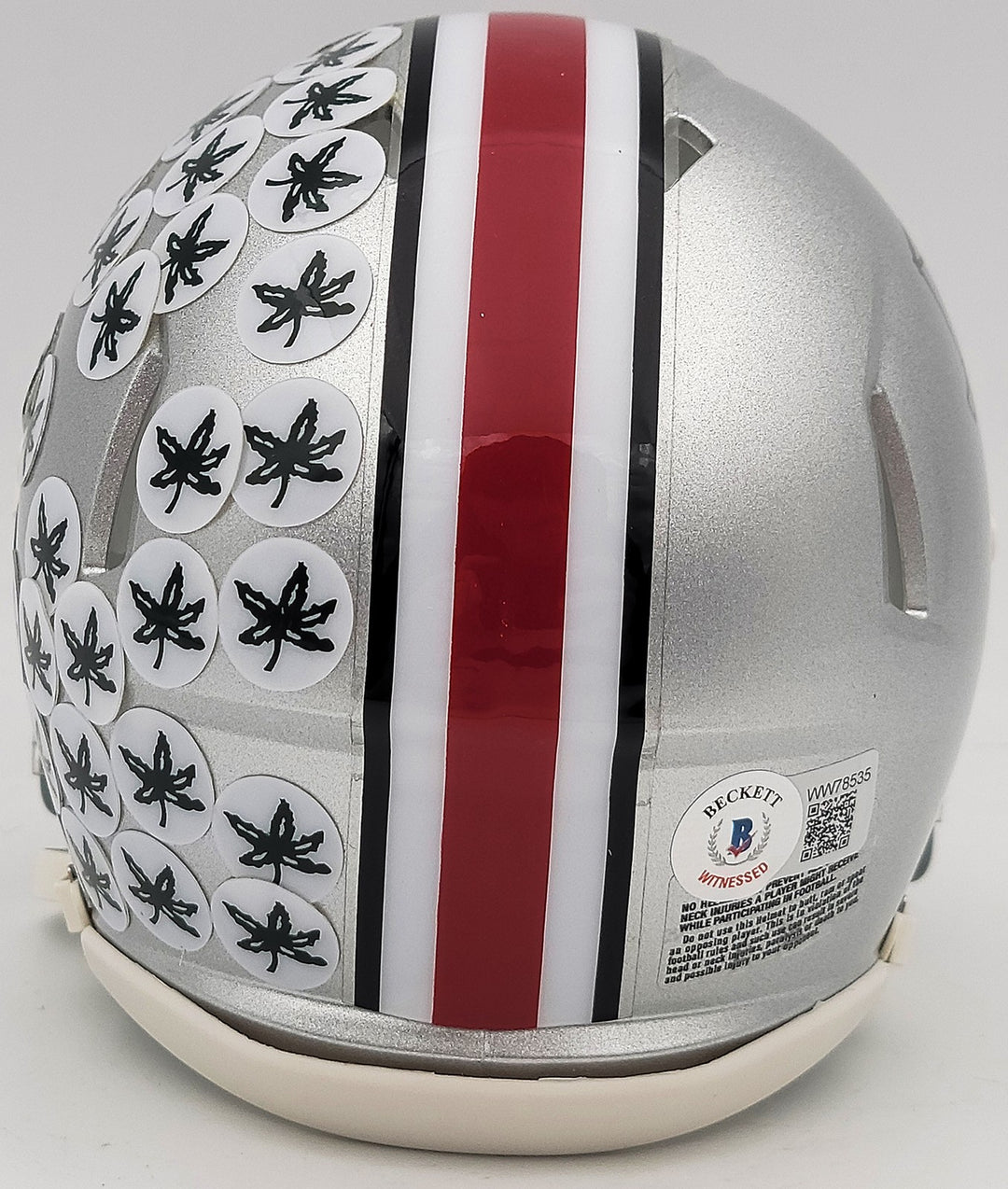 Denzel Burke Signed Ohio State Buckeyes Silver Speed Mini Helmet Beckett
