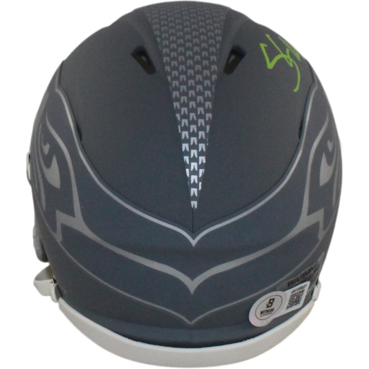 Shaun Alexander Autographed Seattle Seahawks Slate Mini Helmet Beckett WIT 55055