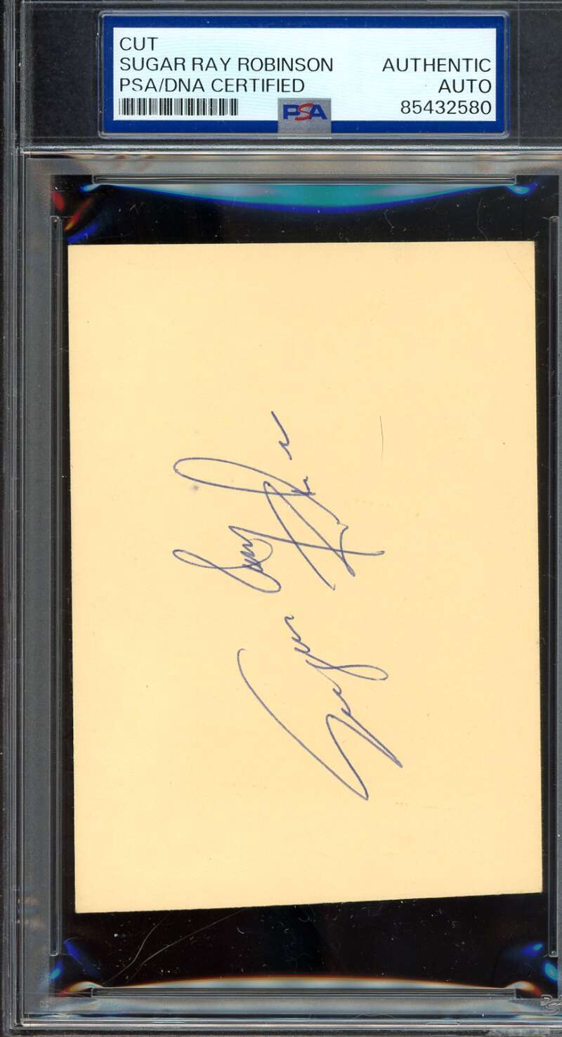 Sugar Ray Robinson PSA DNA Coa Signed 3x5 Index Card Cut Autograph