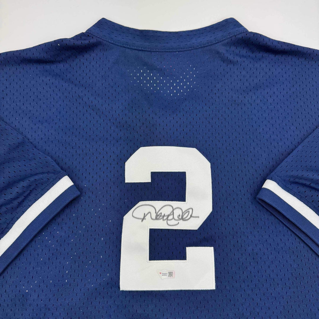 Autographed/Signed Derek Jeter New York Yankees Blue M&N Jersey Fanatics COA
