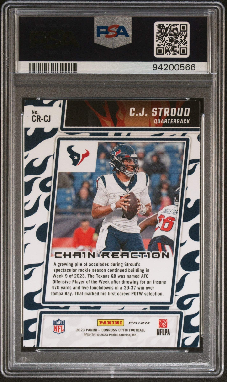 Graded 2023 Donruss Optic CJ Stroud #CRCJ Chain Reaction RC Football Card PSA 10