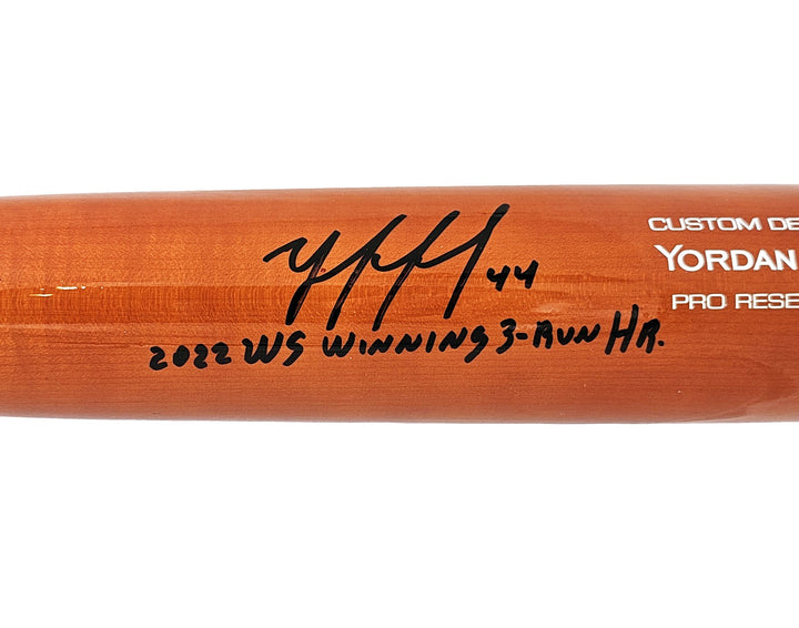 Yordan Alvarez Auto Orange Victus Player Model Bat Astros 22 WS Winning HR BAS