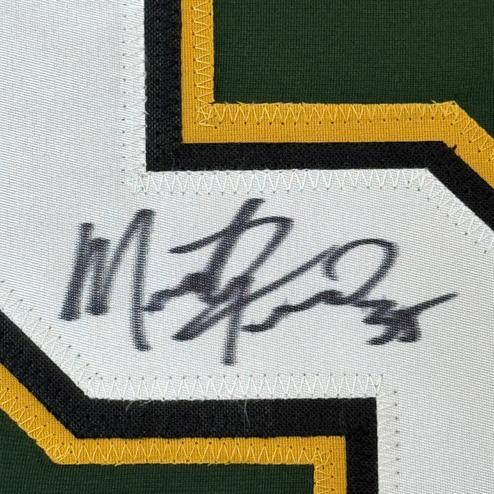 Framed Autographed/Signed Marty Turco 35x39 Dallas Green Hockey Jersey JSA COA