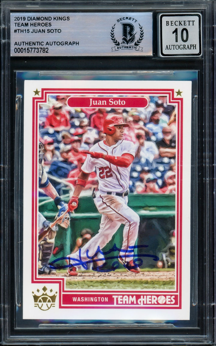 Juan Soto Signed 2019 Panini Diamond Kings Card TH15 Mets Auto 10 Beckett
