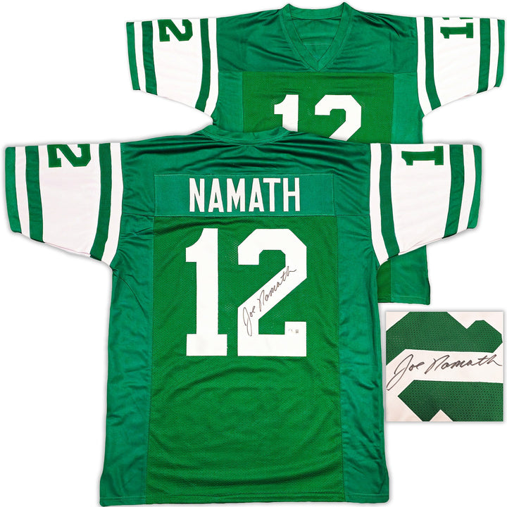 New York Jets Joe Namath Signed Green Jersey Beckett Wit